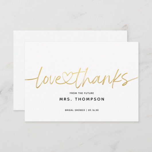 Einfaches Minimal Modernes Script-Brautparty Dankeskarte (Vorne/Hinten)
