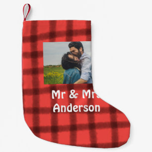 Einfaches Minimal Mr und Mrs fügen Sie Ihr Namensf Kleiner Weihnachtsstrumpf