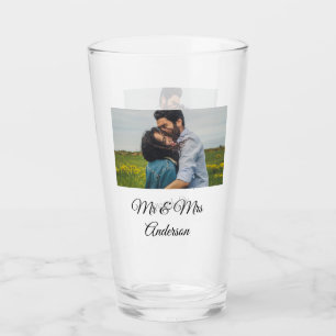 Einfaches Minimal-Mr-und-Mrs-fügen-Sie-Ihren-Namen Glas