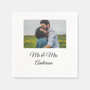 Einfaches Minimal-Mr-und-Mrs-fügen-Sie-Ihren-Namen Serviette