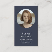 Einfaches Minimal Navy Blue Beruflich Custom Foto Visitenkarte (Vorderseite)