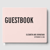 Einfaches Minimal Pink Typografy Wedding Guest Boo Gästebuch (Vorderseite)