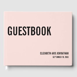 Einfaches Minimal Pink Typografy Wedding Guest Boo Gästebuch