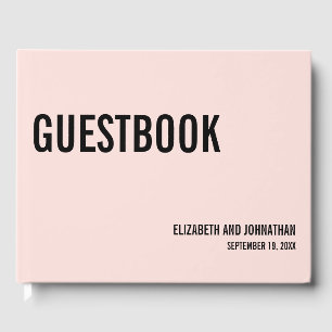 Einfaches Minimal Pink Typografy Wedding Guest Boo Gästebuch