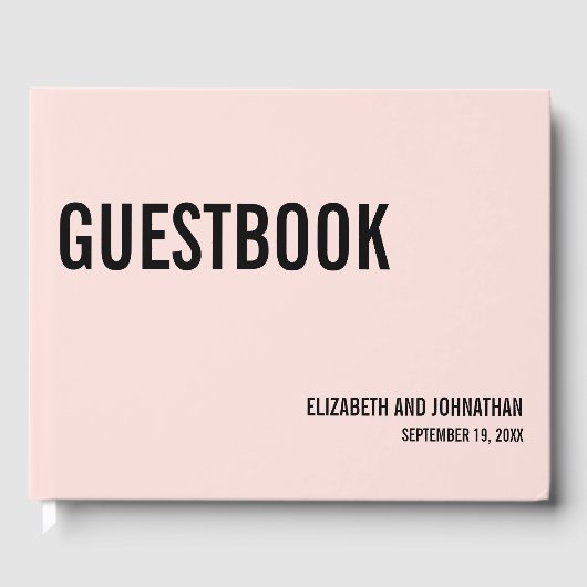 Einfaches Minimal Pink Typografy Wedding Guest Boo Gästebuch (Vorderseite)