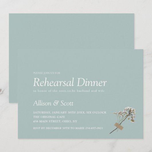 Einfaches Minimal-Probe-Dinner mit Handpresse Einladung (Vorne/Hinten)