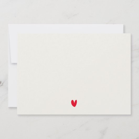 Einfaches Minimal Red Heart Script Probe Dinner Einladung (Rückseite)