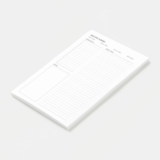 Einfaches Minimal Rezept Buch Post-it Klebezettel (angewinkelt)