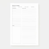 Einfaches Minimal Rezept Buch Post-it Klebezettel (Vorderseite)