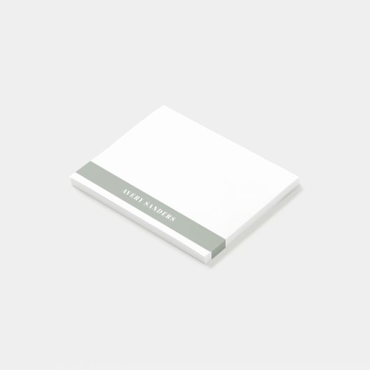 Einfaches Minimal-Sage Grün Moderner Farbblock Post-it Klebezettel (angewinkelt)