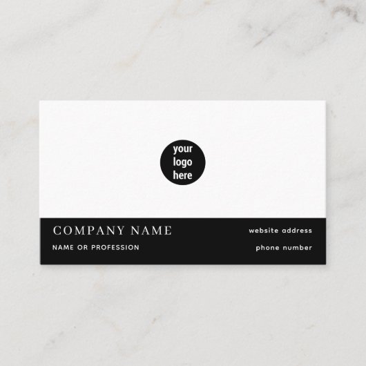 Einfaches Minimal-Schwarz-weiß-Business-Logo Visitenkarte (Vorderseite)