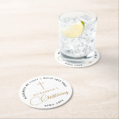 Einfaches Minimal Schwarz-weißes Gold Cross Christ Runder Pappuntersetzer (Vor Ort)