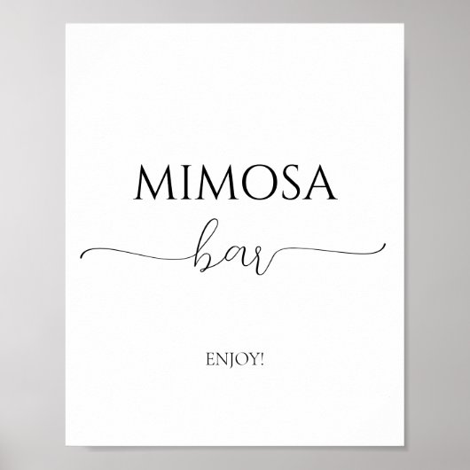 Einfaches Minimal Script Brautparty Mimosa Bar Poster (Vorne)