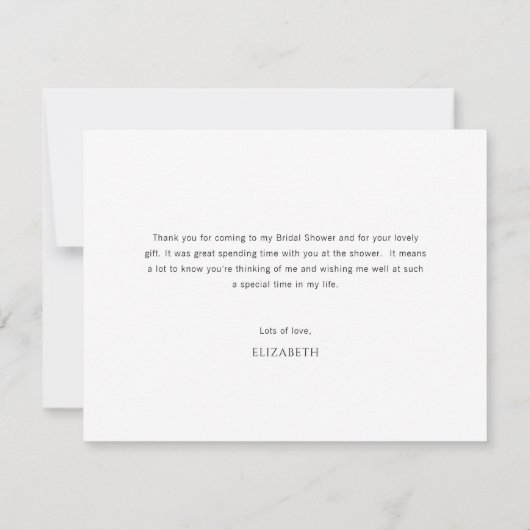 Einfaches Minimal Script Brautparty Vielen Dank Ka Einladung (Rückseite)