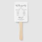 Einfaches Minimal-Script-Hochzeitsprogramm Fächer (Rückseite)