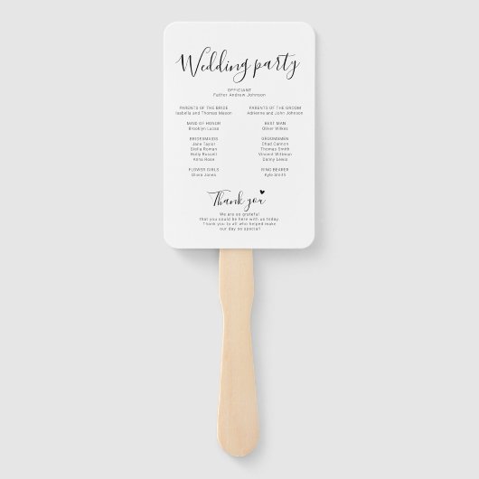 Einfaches Minimal-Script-Hochzeitsprogramm Fächer (Rückseite)
