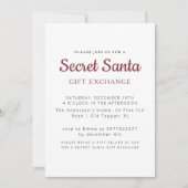 Einfaches Minimal Secret Weihnachten Party Einladung (Vorderseite)