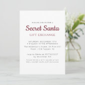 Einfaches Minimal Secret Weihnachten Party Einladung (Stehend Vorderseite)