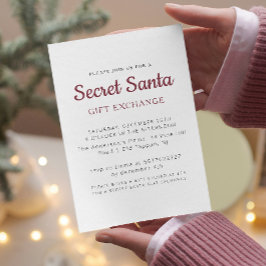 Einfaches Minimal Secret Weihnachten Party Einladung