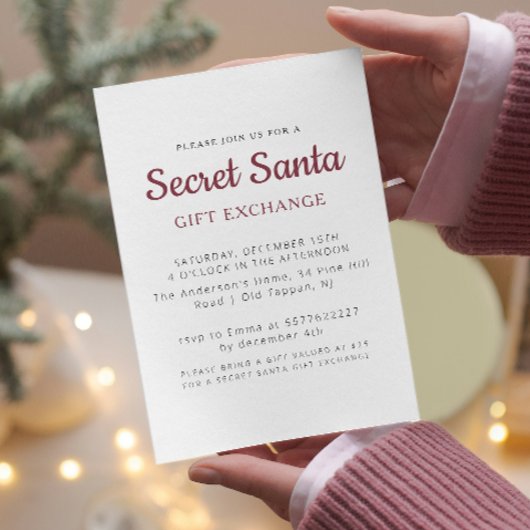 Einfaches Minimal Secret Weihnachten Party Einladung