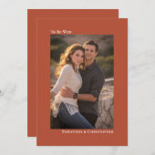 Einfaches Minimal Terracotta Vertikales Foto Hochz Einladung (Vorne/Hinten)