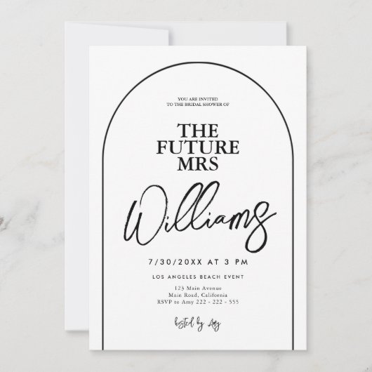 Einfaches Minimal-Typografie-Script-Brautparty Einladung (Vorderseite)