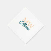 einfaches minimales Add Name Monogramm orange blau Serviette (Ecke)