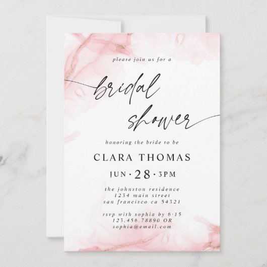 Einfaches Minimales Brautparty-Skript | Rosa Einladung (Vorderseite)