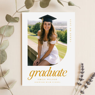 Einfaches Minimales Foto Gold Schrift Graduierung Postkarte