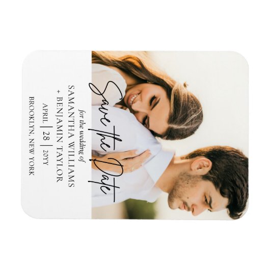 Einfaches Minimales Foto Speichern der Datumsmagne Magnet (Horizontal)