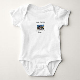 einfaches minimales frohe Weihnachten Familienname Baby Strampler