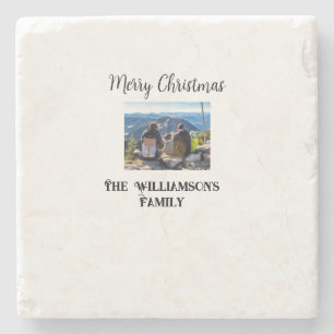 einfaches minimales frohe Weihnachten Familienname Steinuntersetzer