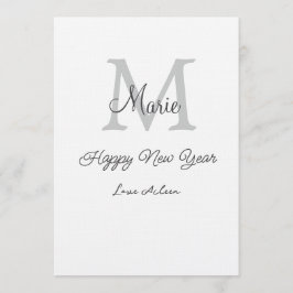 einfaches minimales frohes neues jahr monogramm gr einladung