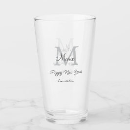 einfaches minimales frohes neues jahr monogramm gr glas