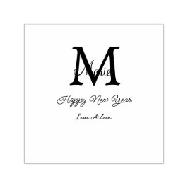 einfaches minimales frohes neues jahr monogramm gr permastempel