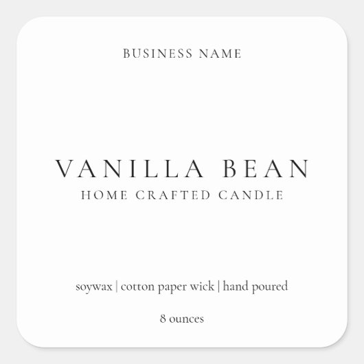 Einfaches minimales, modernes Candle-Produkt-Label Quadratischer Aufkleber (Vorderseite)