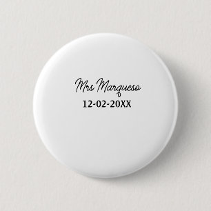 einfaches minimales Monogramm Frau Herr Name Datum Button