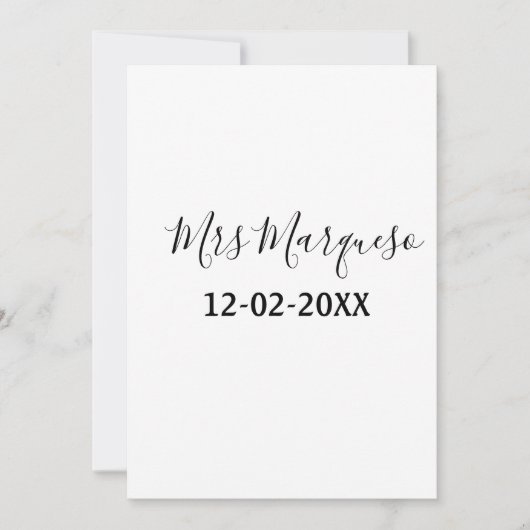 einfaches minimales Monogramm Frau Herr Name Datum Einladung (Vorderseite)