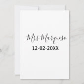 einfaches minimales Monogramm Frau Herr Name Datum Einladung (Rückseite)