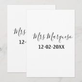 einfaches minimales Monogramm Frau Herr Name Datum Einladung (Vorne/Hinten)