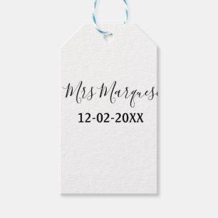 einfaches minimales Monogramm Frau Herr Name Datum Geschenkanhänger