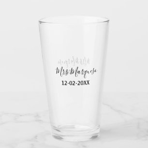 einfaches minimales Monogramm Frau Herr Name Datum Glas