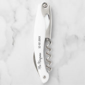 einfaches minimales Monogramm Frau Herr Name Datum Kellnermesser (Rückseite)