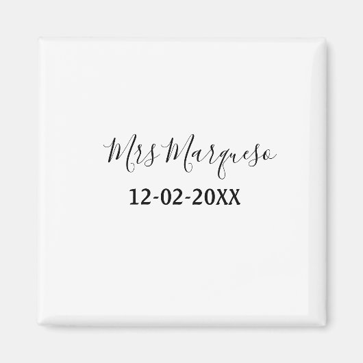 einfaches minimales Monogramm Frau Herr Name Datum Magnet (Vorne)