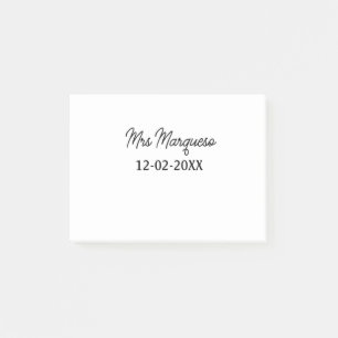einfaches minimales Monogramm Frau Herr Name Datum Post-it Klebezettel