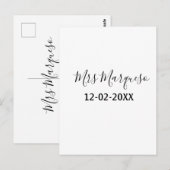 einfaches minimales Monogramm Frau Herr Name Datum Postkarte (Vorne/Hinten)