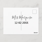 einfaches minimales Monogramm Frau Herr Name Datum Postkarte (Rückseite)