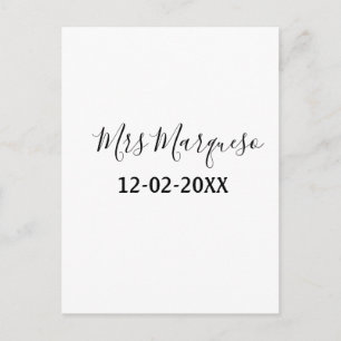 einfaches minimales Monogramm Frau Herr Name Datum Postkarte