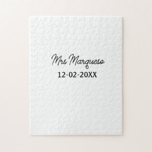 einfaches minimales Monogramm Frau Herr Name Datum Puzzle