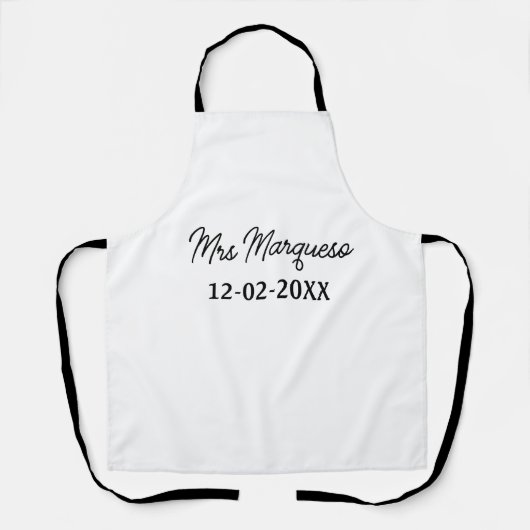 einfaches minimales Monogramm Frau Herr Name Datum Schürze (Vorderseite)